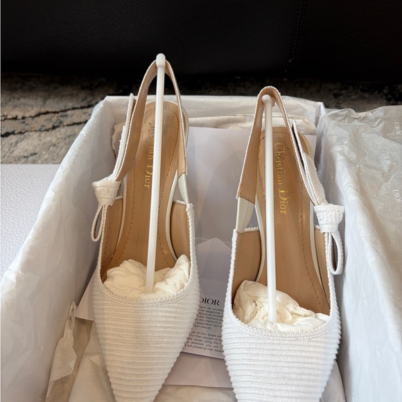 J’Adior sling back pump white cotton embroidery - Picture 2 of 15